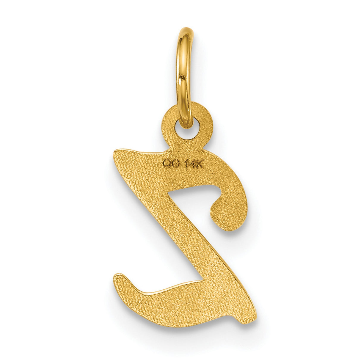 14k Yellow Gold Script Initial Z Pendant Charm, Textured Letter Design for Women or Unisex
