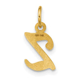 14k Yellow Gold Script Initial Z Pendant Charm, Textured Letter Design for Women or Unisex