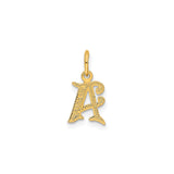 14k Yellow Gold Initial A Pendant Charm, Textured Script Letter, Vintage Monogram Style