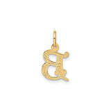 14k Yellow Gold Initial B Pendant with Polished Finish and Textured Script Letter Design