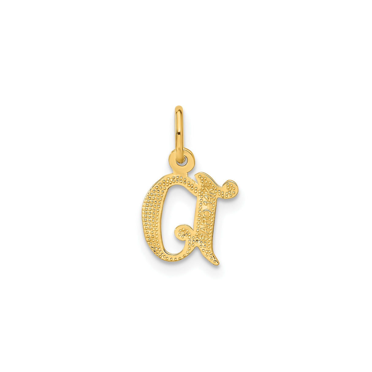14k Yellow Gold Initial D Pendant with Textured Finish and Polished Accents