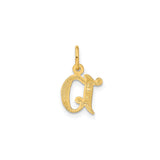 14k Yellow Gold Initial D Pendant with Textured Finish and Polished Accents