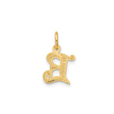 14k Yellow Gold Old English Letter R Pendant, Ornate Script Initial Charm for Necklace or Bracelet