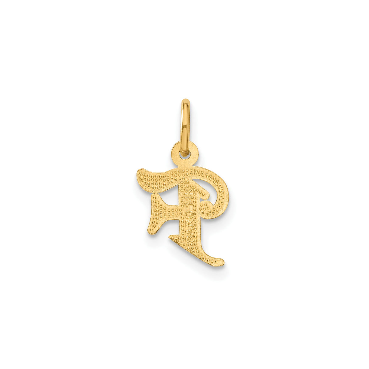 14k Yellow Gold Old English Letter F Pendant Charm, Textured and Polished Finish