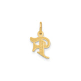 14k Yellow Gold Old English Letter F Pendant Charm, Textured and Polished Finish