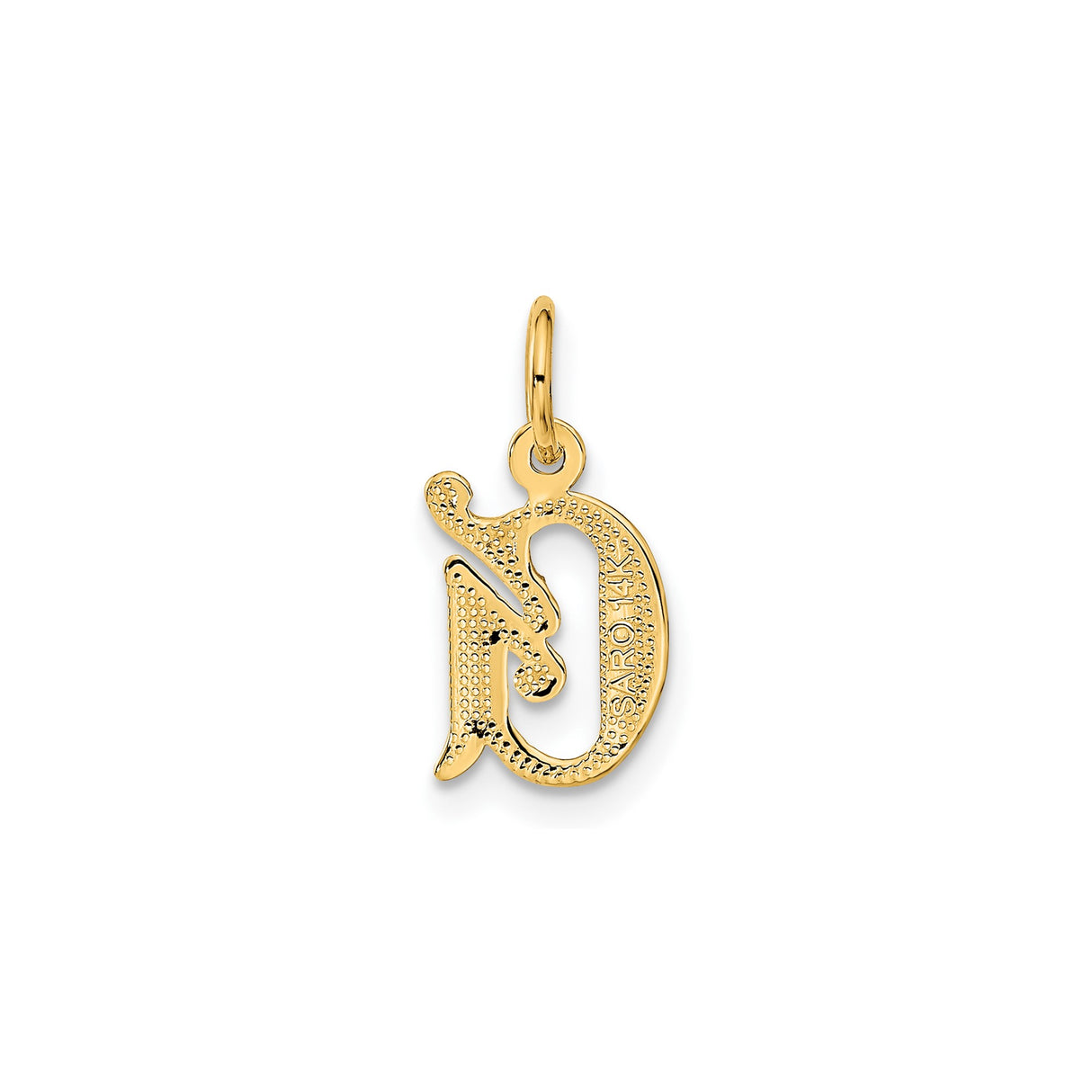 14k Yellow Gold Letter G Pendant, Textured Diamond-Cut Initial Charm for Necklace or Bracelet