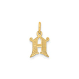14k Yellow Gold Gothic Letter H Pendant Charm, Script Initial Monogram Jewelry for Women or Unisex