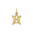 14k Yellow Gold Gothic Letter H Pendant Charm, Script Initial Monogram Jewelry for Women or Unisex