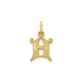 14k Yellow Gold Gothic Letter H Pendant Charm, Script Initial Monogram Jewelry for Women or Unisex
