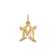 14k Yellow Gold Initial M Pendant, Textured Gothic Letter Charm for Women or Unisex Wear