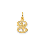 14k Yellow Gold Script Initial S Pendant, Textured High Polish Finish, Monogram Letter Charm