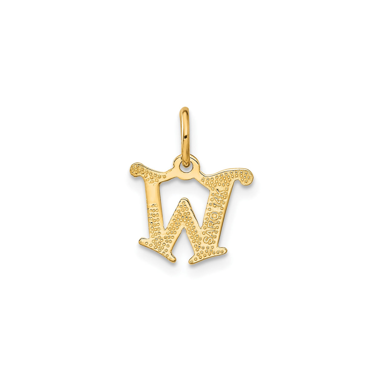 14k Yellow Gold Initial W Pendant Charm with Polished Diagonal Accents, Alphabet Monogram Design