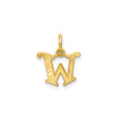 14k Yellow Gold Initial W Pendant Charm with Polished Diagonal Accents, Alphabet Monogram Design