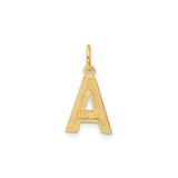 14k Yellow Gold Letter A Pendant Charm, Textured Alphabet with Diamond-Cut Detail