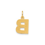 14k Yellow Gold Letter B Pendant with Diamond-Cut Accents, Textured Initial Charm