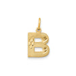 14k Yellow Gold Letter B Pendant with Diamond-Cut Accents, Textured Initial Charm