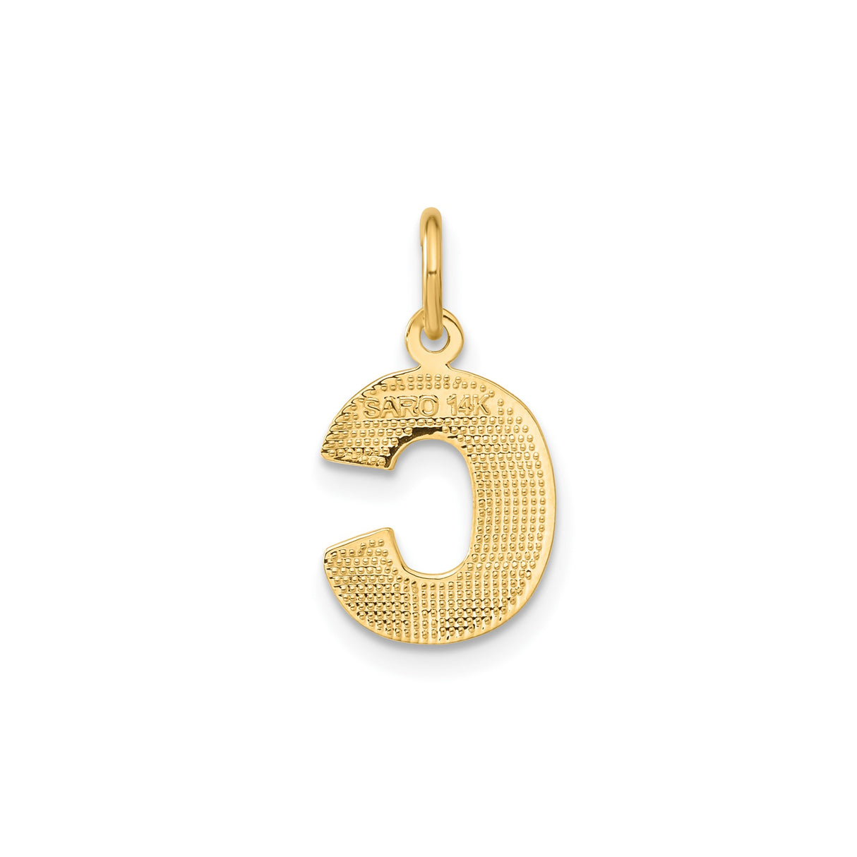 14k Yellow Gold Letter C Pendant Charm with Diamond Cut Detailing