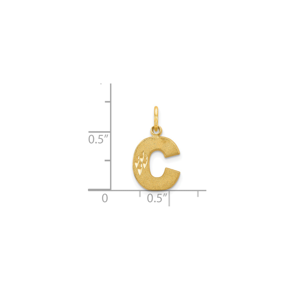 14k Yellow Gold Letter C Pendant Charm with Diamond Cut Detailing