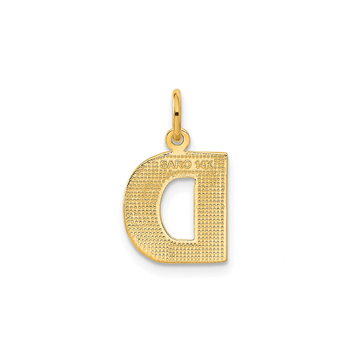 14k Yellow Gold Initial D Pendant, Diamond Cut Block Letter Charm, Unisex Design