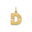 14k Yellow Gold Initial D Pendant, Diamond Cut Block Letter Charm, Unisex Design
