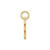 14k Yellow Gold Letter E Pendant, Textured Matte Finish with Diamond Cut Accents, Unisex Charm