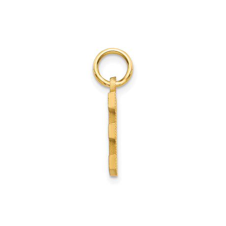 14k Yellow Gold Letter E Pendant, Textured Matte Finish with Diamond Cut Accents, Unisex Charm