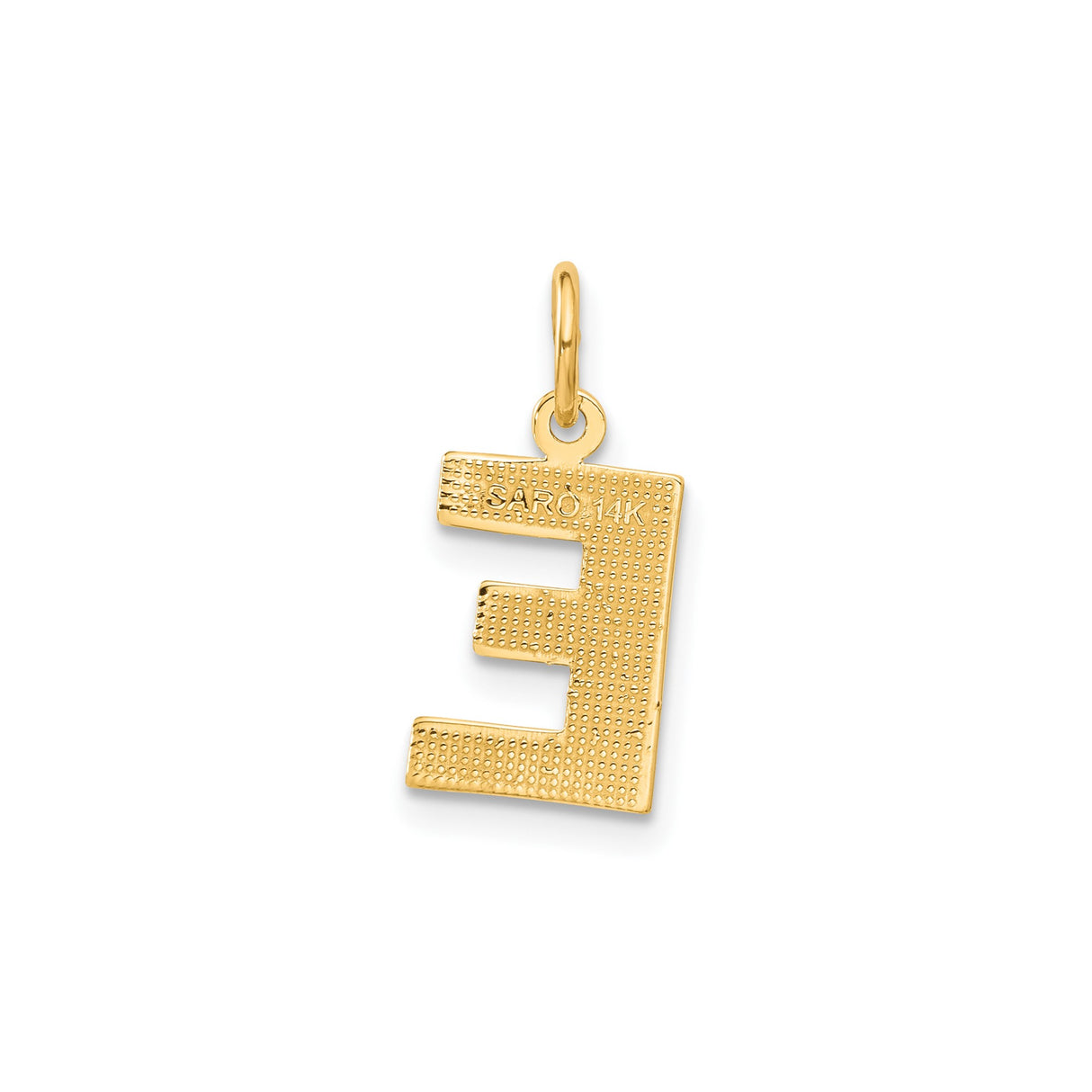 14k Yellow Gold Letter E Pendant, Textured Matte Finish with Diamond Cut Accents, Unisex Charm