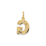 14k Yellow Gold Initial G Pendant Charm, Diamond-Cut Texture, Uppercase Letter Design