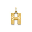 14k Yellow Gold Letter H Pendant, Diamond Cut Accents, Textured and Polished Finish