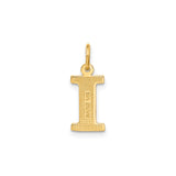 14k Yellow Gold Letter I Pendant Charm with Diamond Cut Center, Polished Initial Design