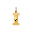 14k Yellow Gold Letter I Pendant Charm with Diamond Cut Center, Polished Initial Design