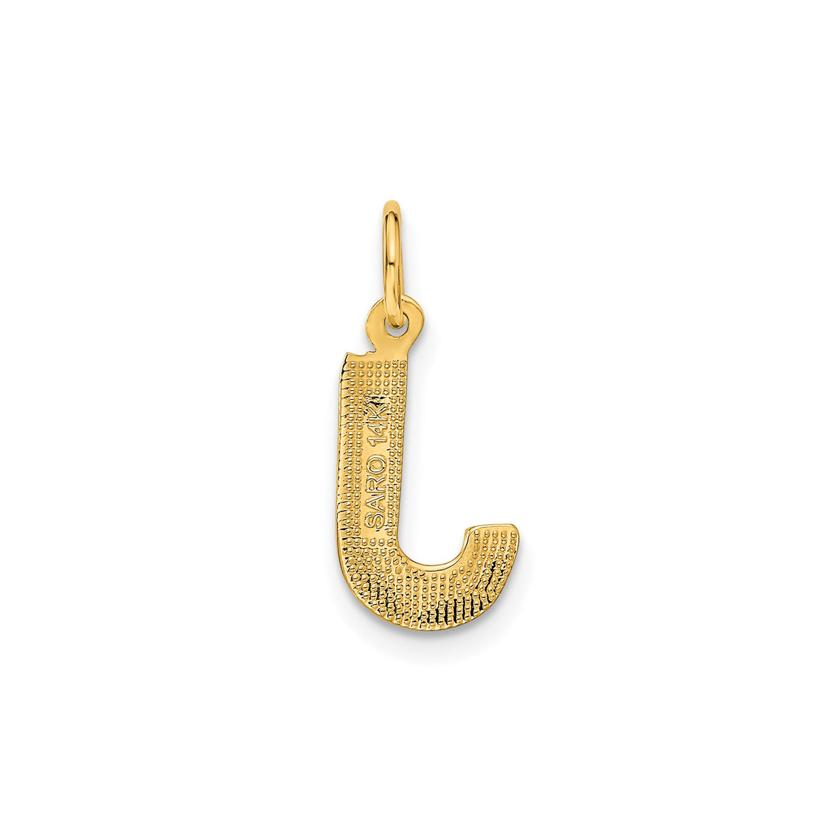 14k Yellow Gold Letter J Pendant Charm with Textured and Diamond-Cut Finish