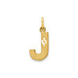 14k Yellow Gold Letter J Pendant Charm with Textured and Diamond-Cut Finish