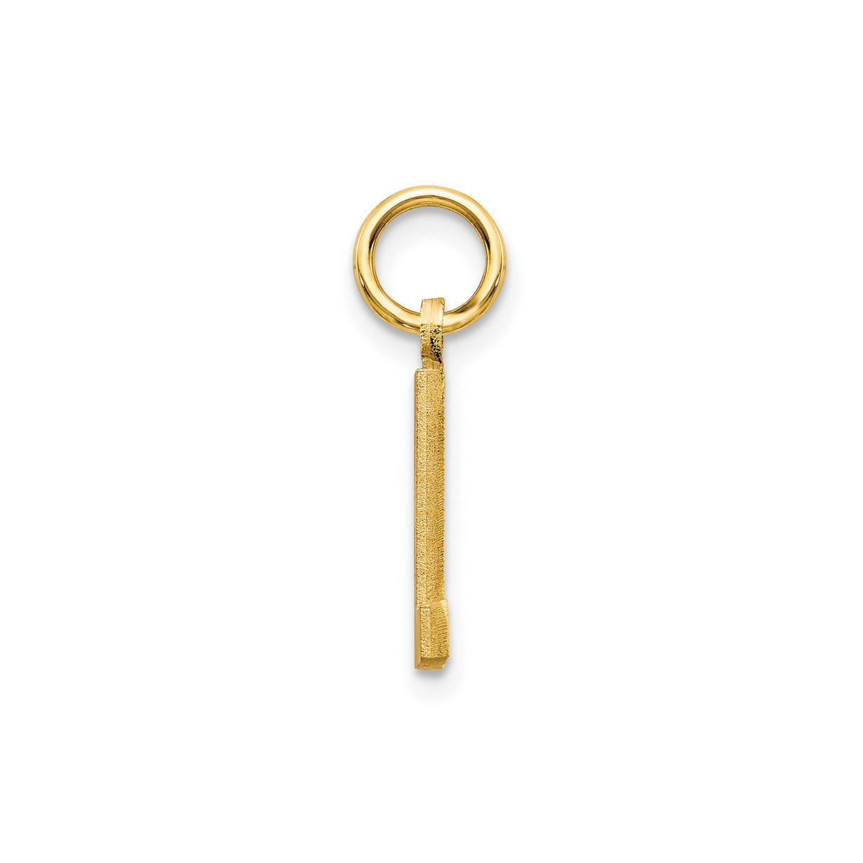 14k Yellow Gold Letter L Pendant Charm with Diamond Cut Accent, Textured Uppercase Initial Design