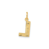 14k Yellow Gold Letter L Pendant Charm with Diamond Cut Accent, Textured Uppercase Initial Design