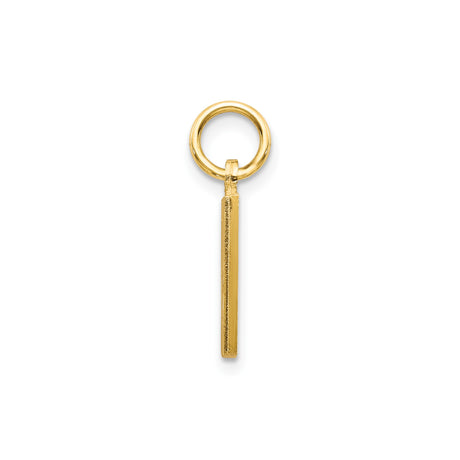 14k Yellow Gold Letter M Pendant with Brushed Finish and Diamond Cut Accents