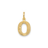14k Yellow Gold Letter O Pendant, Diamond Cut Initial Charm, Alphabet Jewelry for Women or Unisex