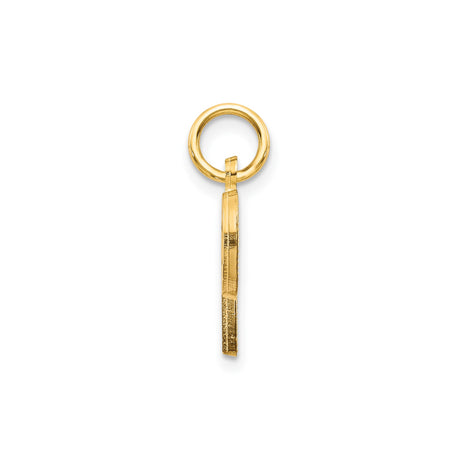 14k Yellow Gold Letter P Pendant Charm with Diamond Cut Finish, Textured Initial Design