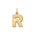 14k Yellow Gold Initial R Pendant with Diamond Cut Accents, Polished Alphabet Charm