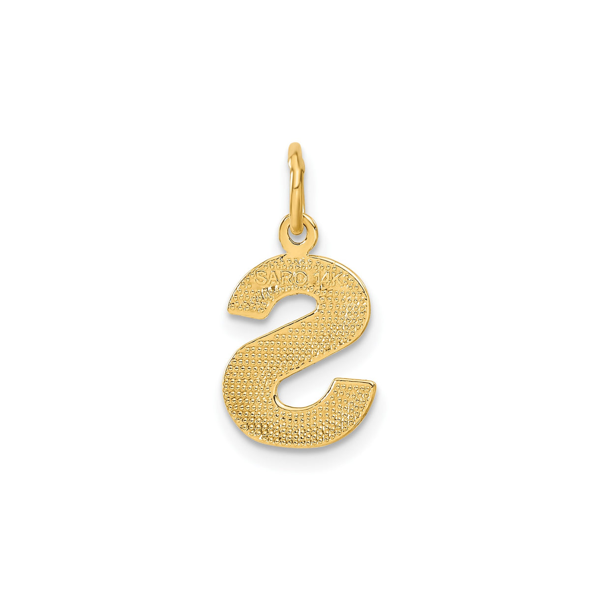14k Yellow Gold Letter S Pendant, Textured Satin Finish, High Polish Monogram Charm