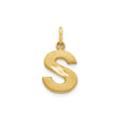 14k Yellow Gold Letter S Pendant, Textured Satin Finish, High Polish Monogram Charm
