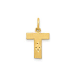 14k Yellow Gold Tau Cross Pendant with Wheat Symbol, Franciscan Christian Charm