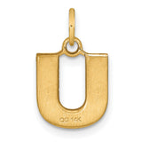 Initial U Charm Pendant in Real 14k Yellow Gold