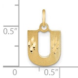 Initial U Charm Pendant in Real 14k Yellow Gold