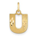 Initial U Charm Pendant in Real 14k Yellow Gold