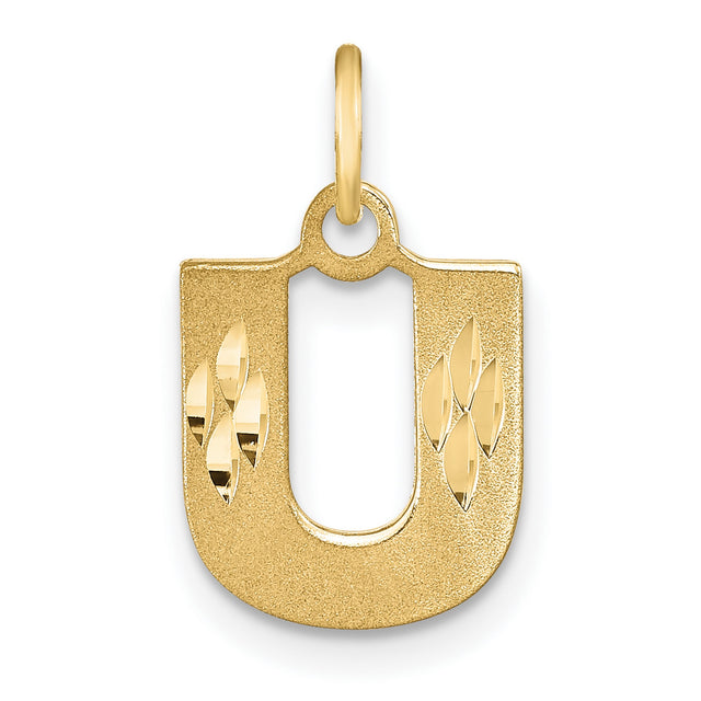 Initial U Charm Pendant in Real 14k Yellow Gold