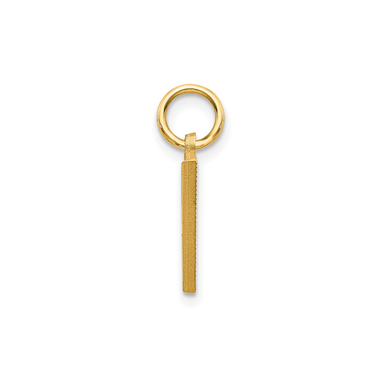 14k Yellow Gold Letter V Pendant, Textured Finish with Diamond Cut Details, Unisex Monogram Charm