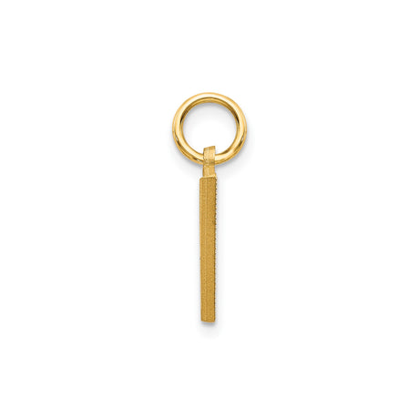 14k Yellow Gold Letter V Pendant, Textured Finish with Diamond Cut Details, Unisex Monogram Charm