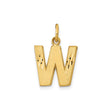 14k Yellow Gold Initial Pendant Charm, Script Letter W with Diamond Cut Accents