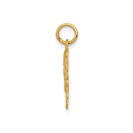 14k Yellow Gold Heart Pendant with Script Letter A and Ornate Cutout Design